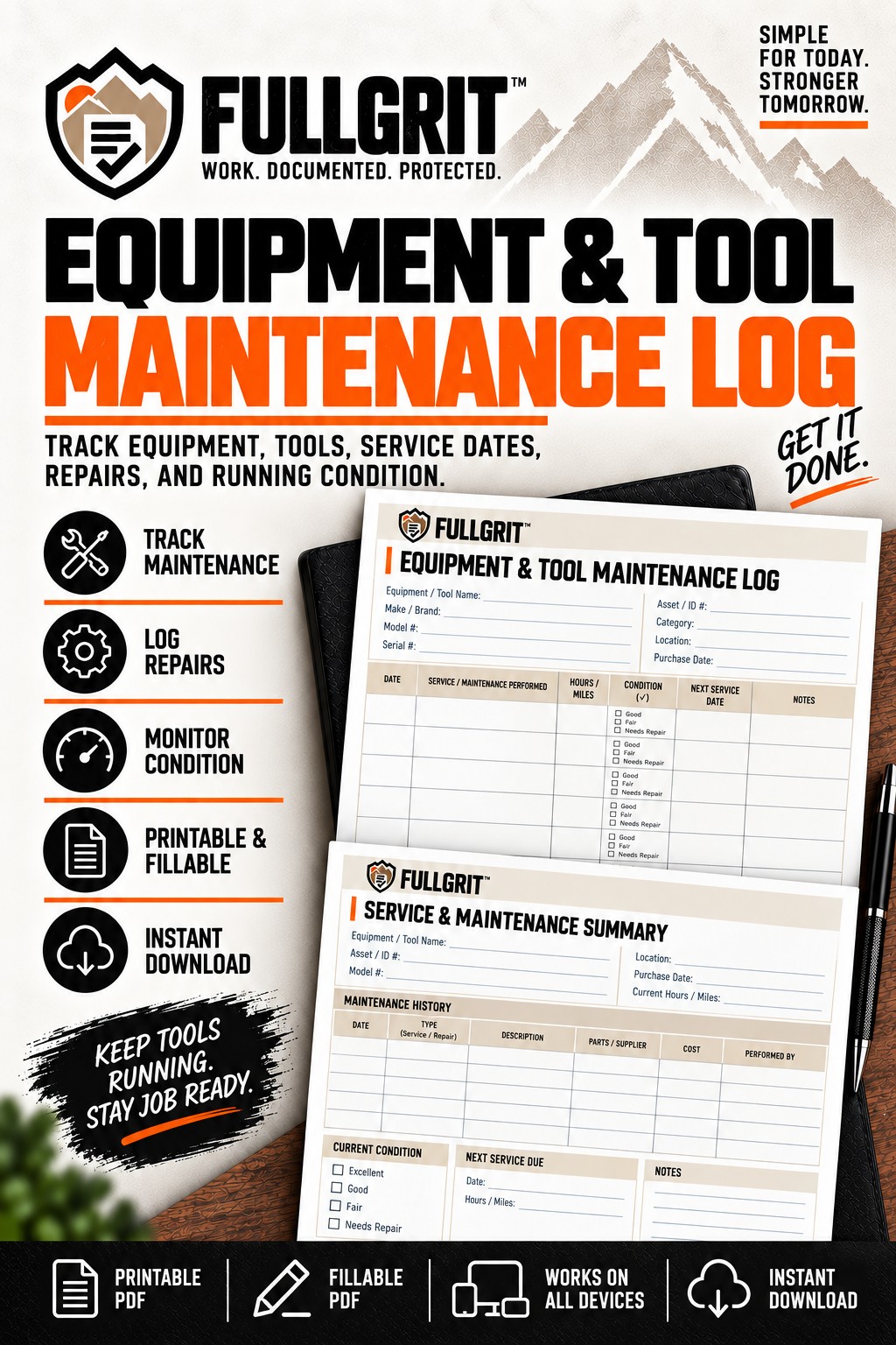 Official approved cover of Equipment & Tool Maintenance Log