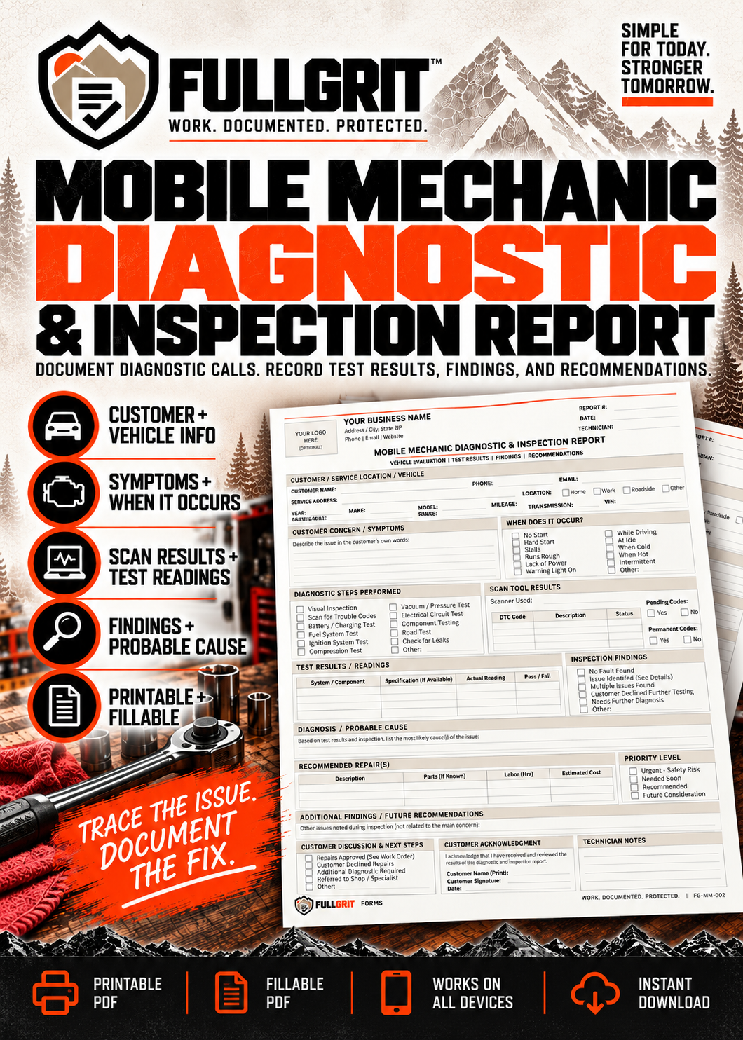 Official approved cover of Mobile Mechanic Diagnostic & Inspection Report