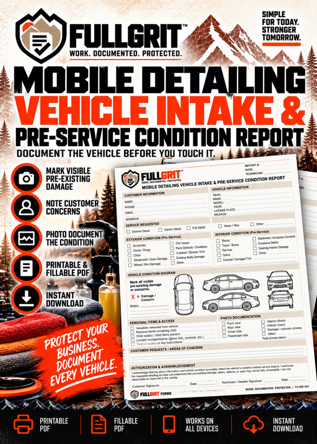 Official approved cover of Mobile Detailing Vehicle Intake & Pre-Service Condition Report